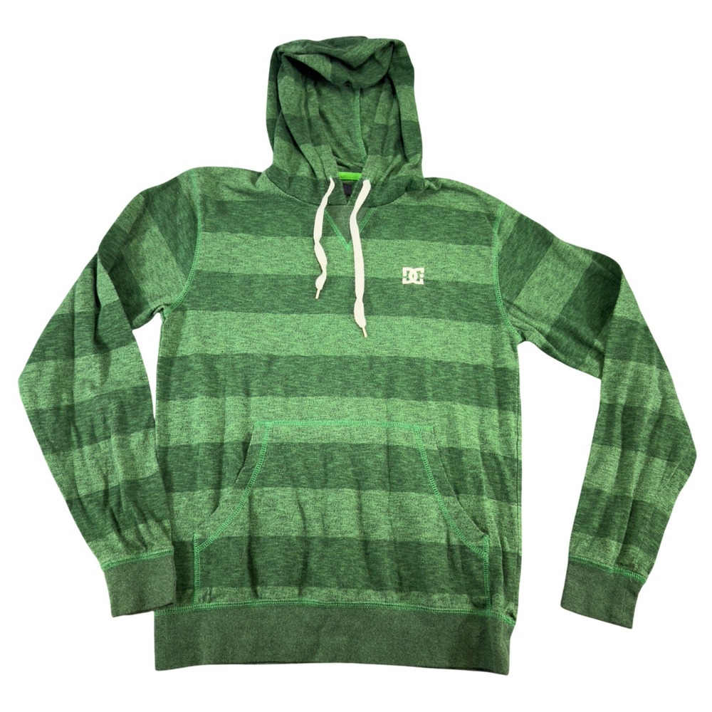 DC Shoes Striped Pullover Hoodie Green Size Small